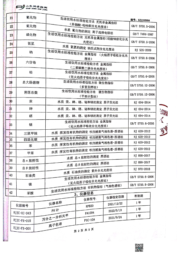 山东一诺地下水检测报告3